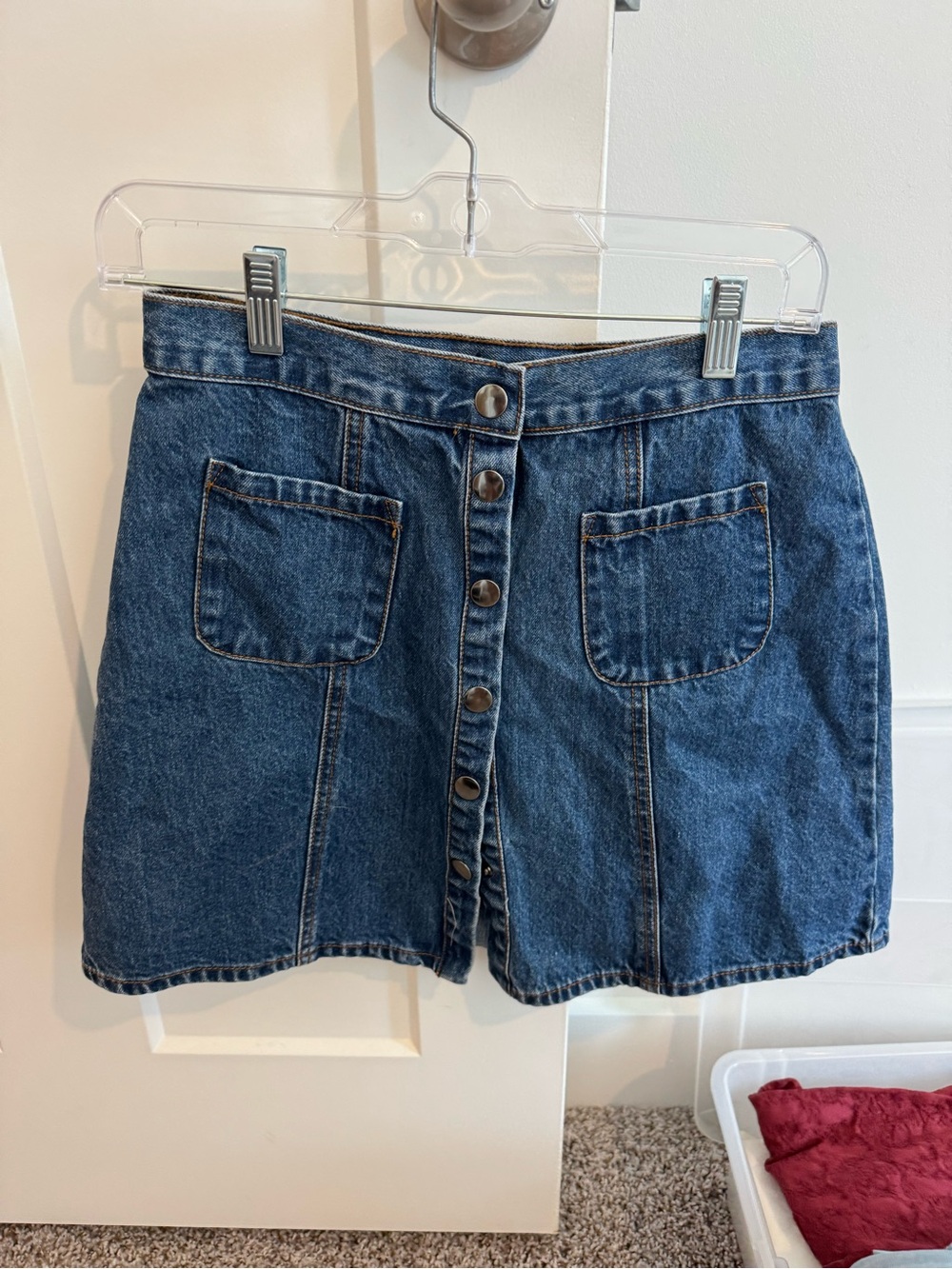 BDG Blue Button-Front Denim Mini Skirt
